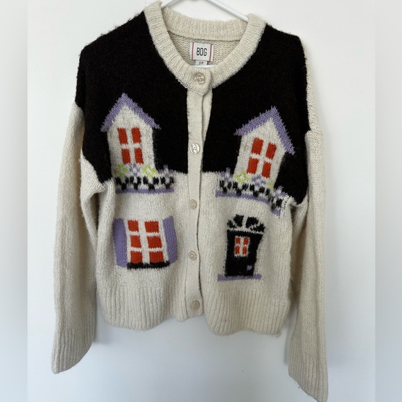 BDG Becca Cottage Printed Brushed Knit Oversized Cardigan S - Picture 3 of 5